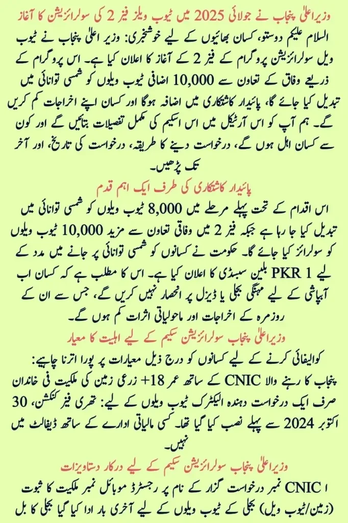 CM Punjab Tubewell Solarization Program 2025 Phase 2 Key Objectives 