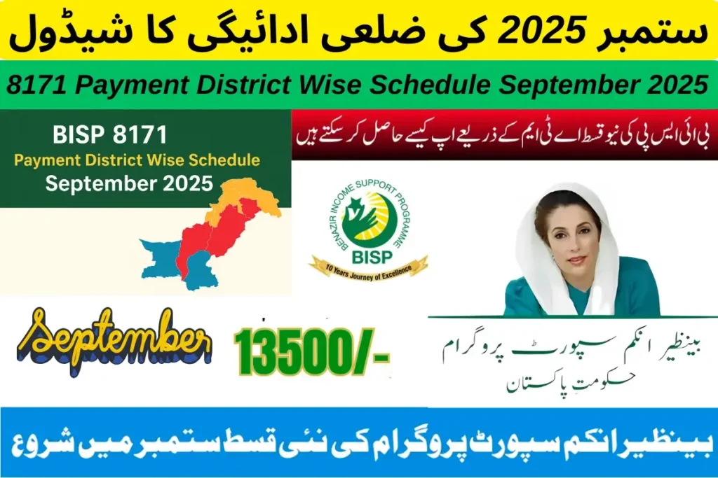 BISP 8171 Payment District Wise Schedule September 2025 Overview