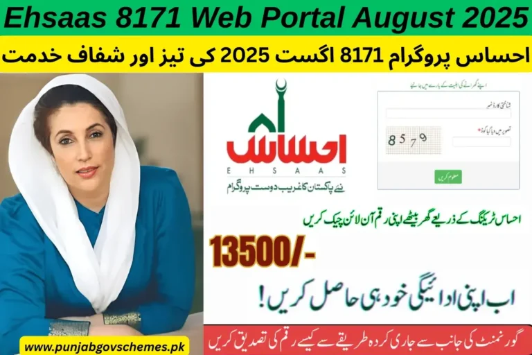 New Payment Details Ehsaas 8171 Web Portal August 2025 Update
