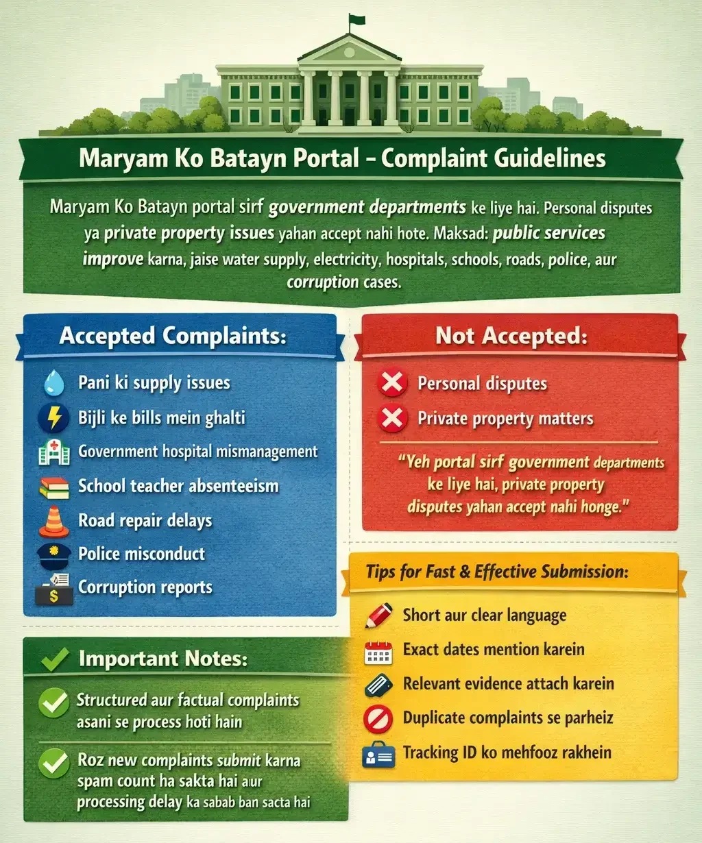 Maryam Ko Batayn Portal Complaint Guidelines